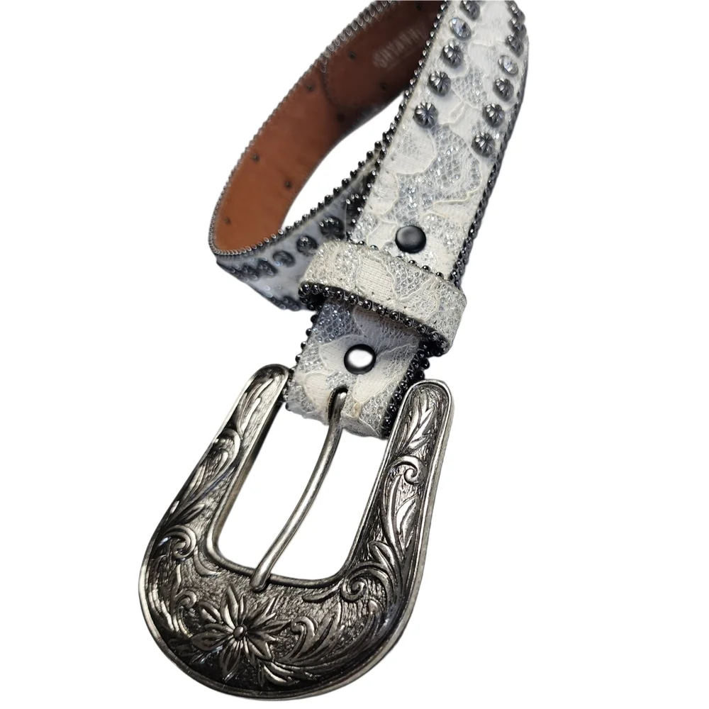 Shyanne Girls Western Belt Size 20 Rhinestone Studded Engraved Buckle Cowgirl